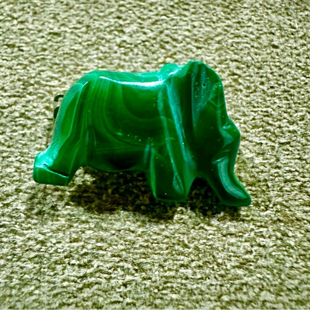 Vintage Elephant Malachite Brooch Pin bought in Zambia, Africa